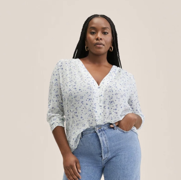 Mango outlet Printed puff sleeve blouse - Picture 5 of 9